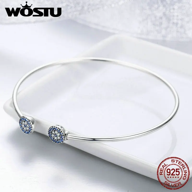 Женский браслет с голубыми глазами WOSTU Открытый на запястье из настоящего