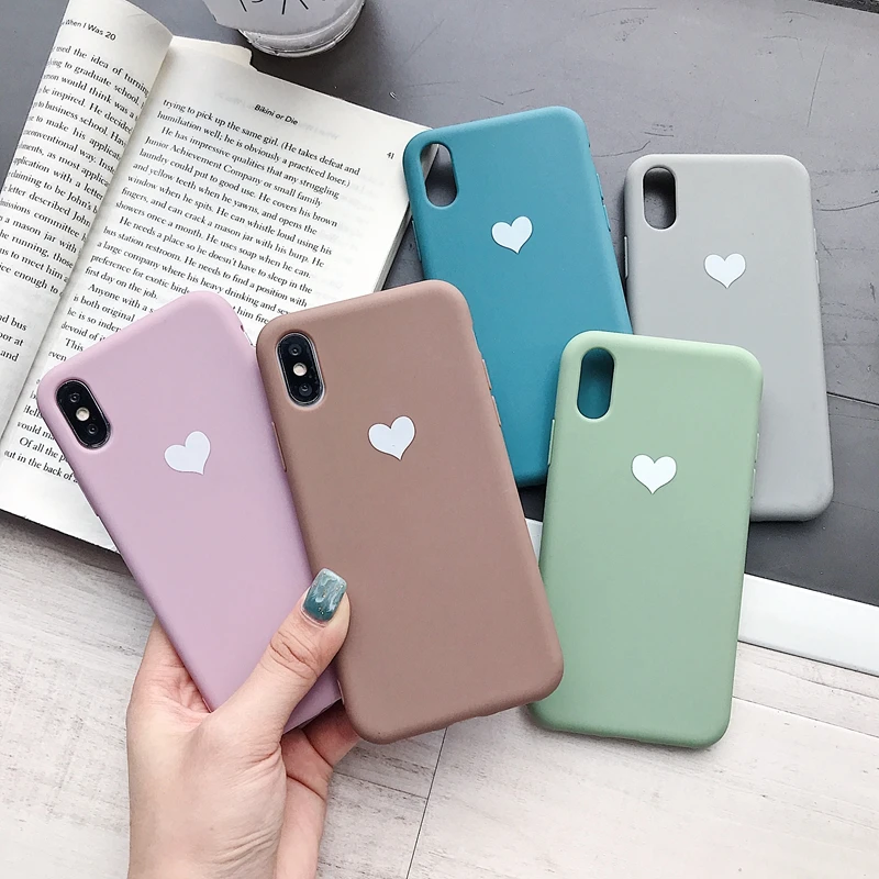 Светящийся чехол для телефона с сердечками iPhone XR X Xs Max 7plus мягкий силиконовый