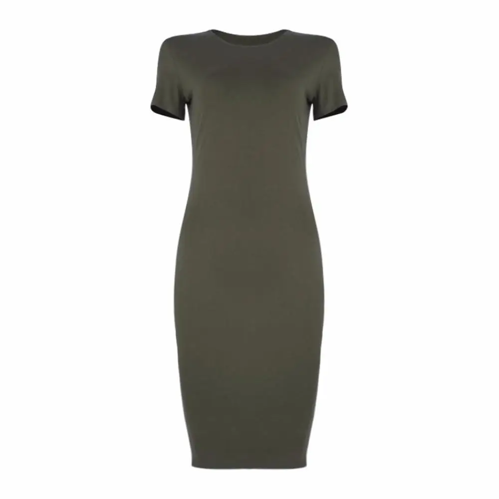 Green Женское платье Vestido с коротким рукавом тонкое облегающее платье туника вырез лодочкой Повседневное платье карандаш новое поступление - Цвет: Green