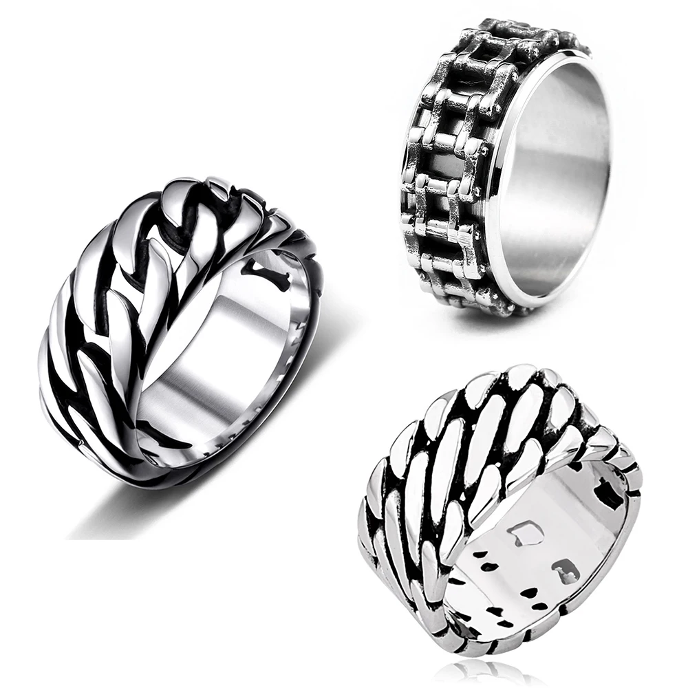 Хип Хоп рок ролл велосипедная цепь корпус змеиное кольцо из нержавеющей стали