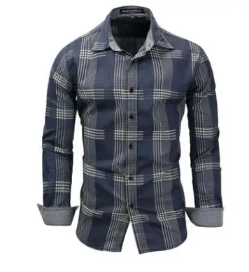 

Newest Casual Large Size Denim Plaid Leisure Long Sleeves Shirt Male Denim Single Breasted Europe Size M/3Xl Blouse Shirt J2467