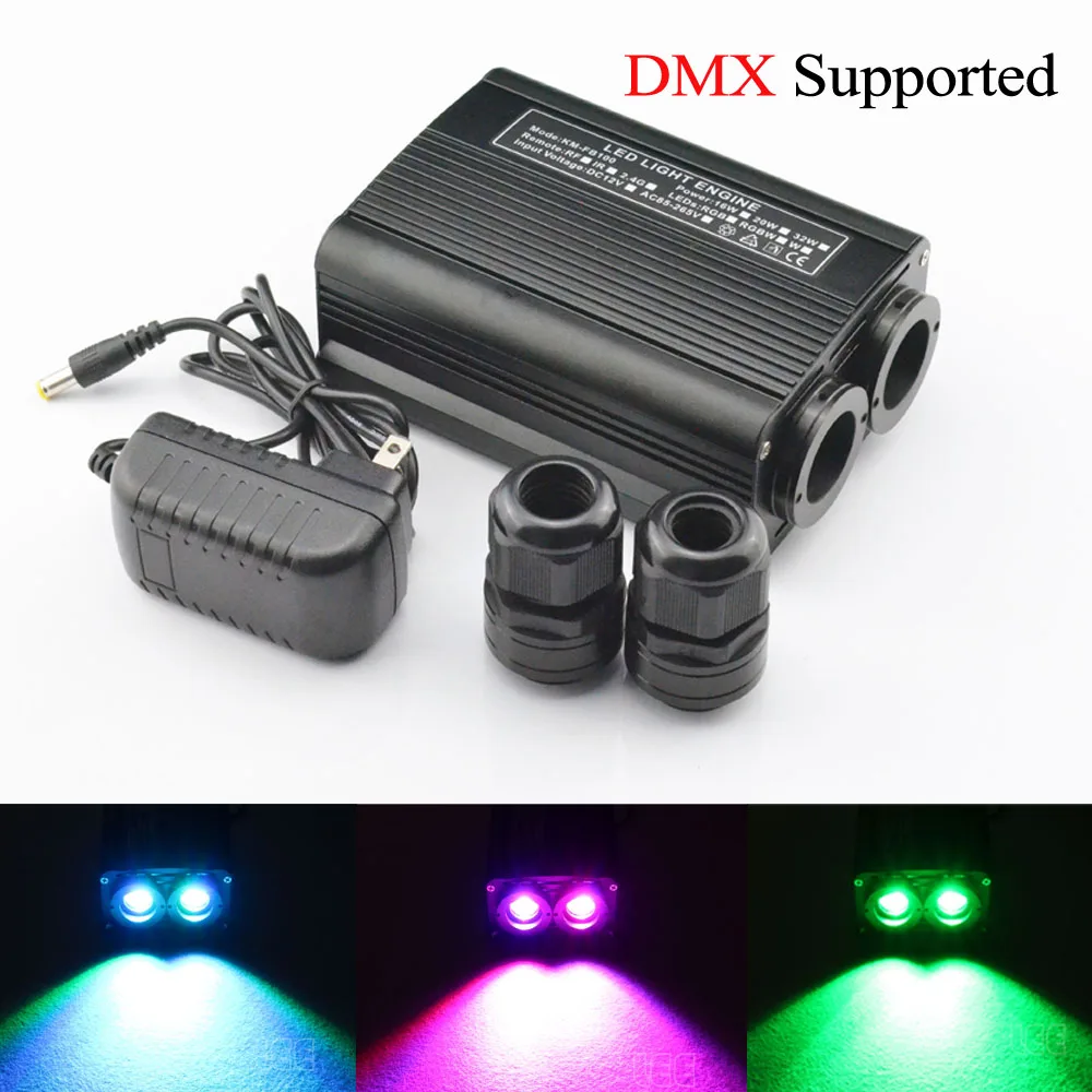DMX 512 LED Волоконно оптический драйвер двигателя 20 Вт RGB двойной головной источник