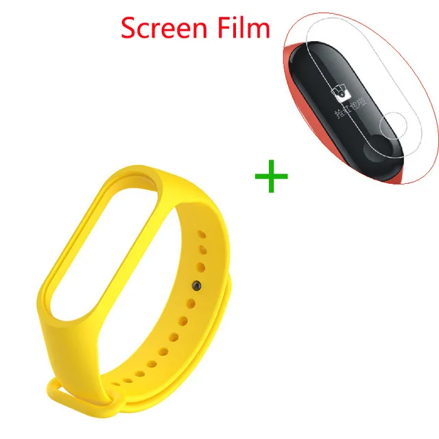 Silicone add film Пленка для Xiao mi Smart Band 3 кожаный силиконовый ремешок для Xiao mi band 3 браслет ремешок mi Band 3 металлический браслет H30 - Цвет: Silicone add film