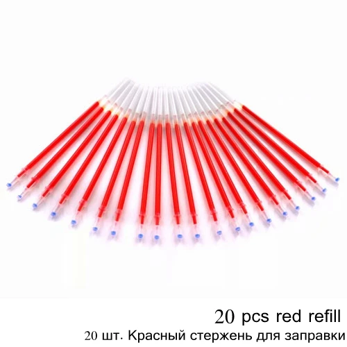 20pcs red 20 шт./компл. высокое качество стержни для гелевых ручек Подпись стержни 0,5 мм синий пополнения чернил для студента офиса школы канцелярские письменные принадлежности для экзамена - Цвет графита: 20pcs red
