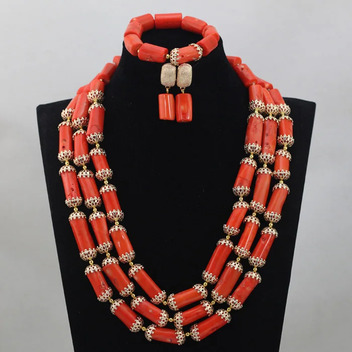 Набор украшений из коралловых бусин новые нигерийские Свадебные золотые
