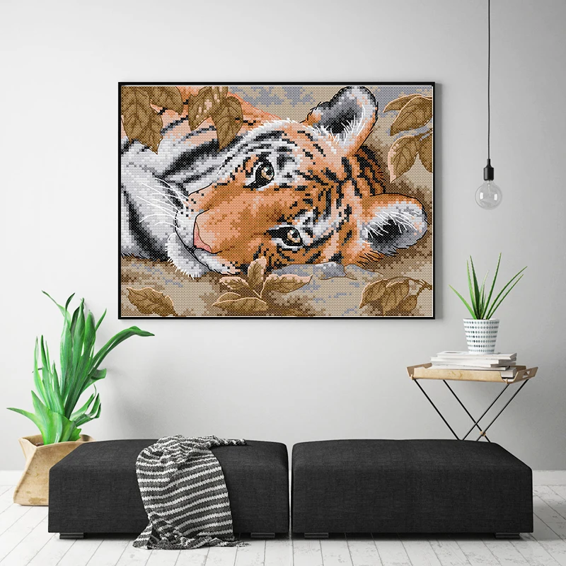 Joy Sunday Tiger узор DMC 14CT 11CT Печатный Набор для вышивки крестиком DIY ручной работы хлопчатобумажная нить вышивка украшение дома отправить подарок
