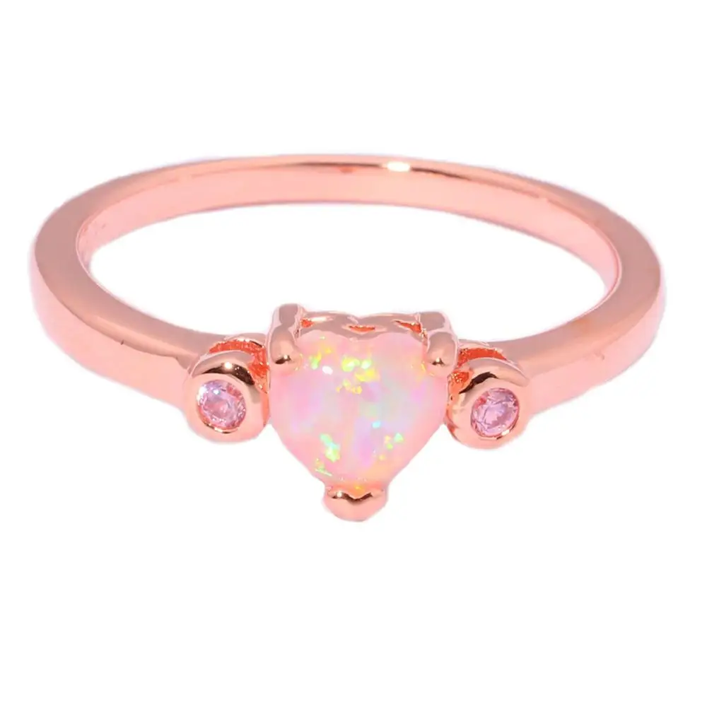 CiNily Created Pink Fire Opal Zircon Rose Gold Color Wholesale Hot Sell for Women Jewelry Ring Size 7 8 9 OJ8851 | Украшения и