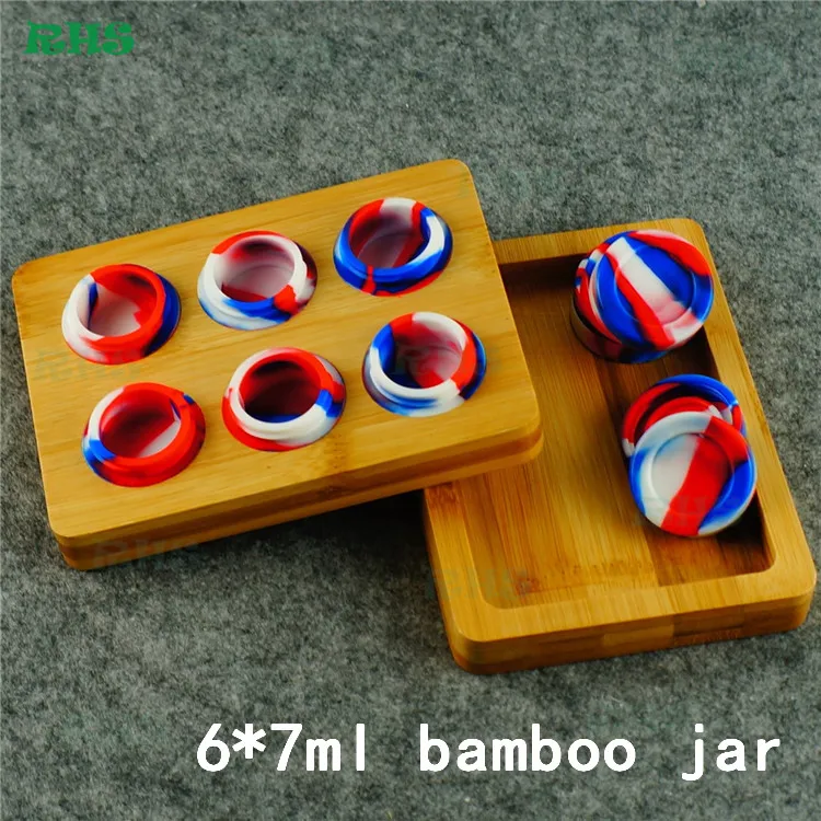 6*7 мл деревянные подарочные коробки с силиконовыми банками контейнер для воска