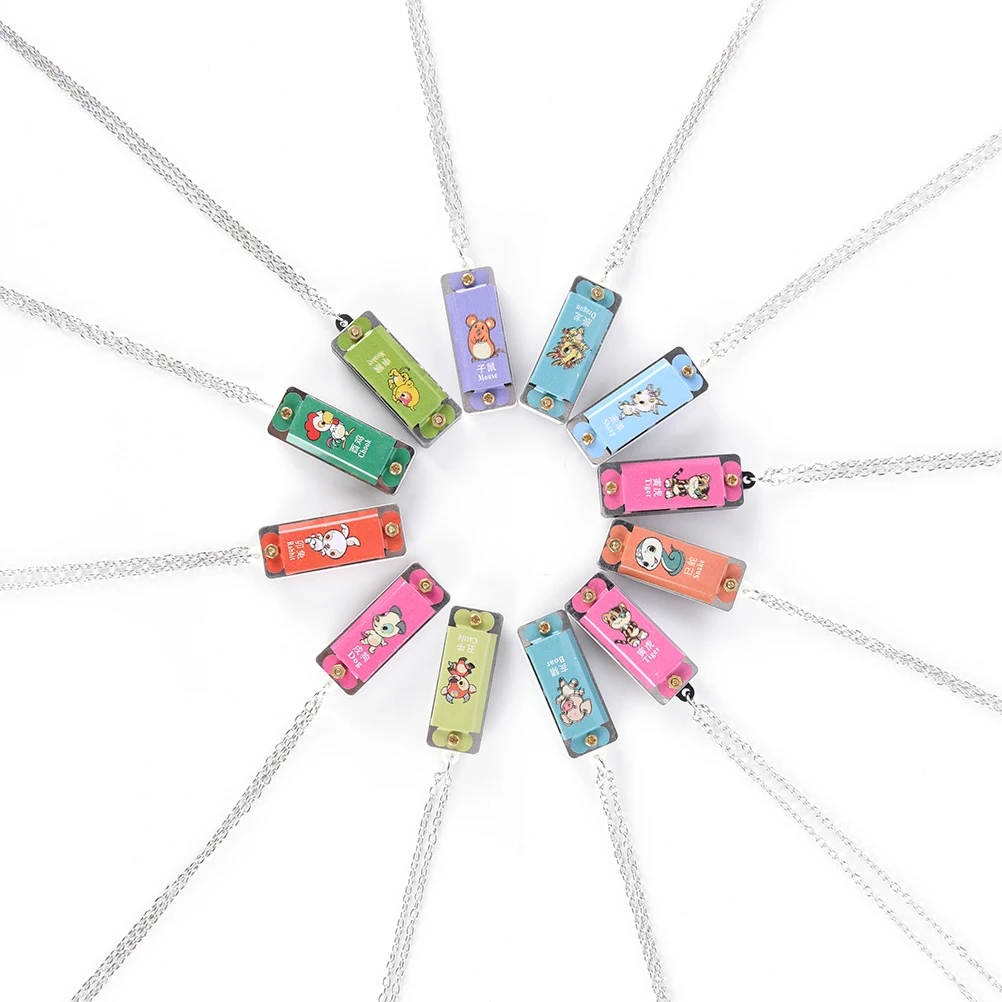 1pc Plastic + Metal Mini Durable Harmonica 4 Hole Tone Necklace random color | Спорт и развлечения