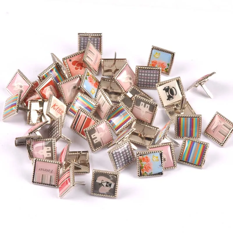 20 шт. квадратные штифтики для скрапбукинга с смешанным узором украшения