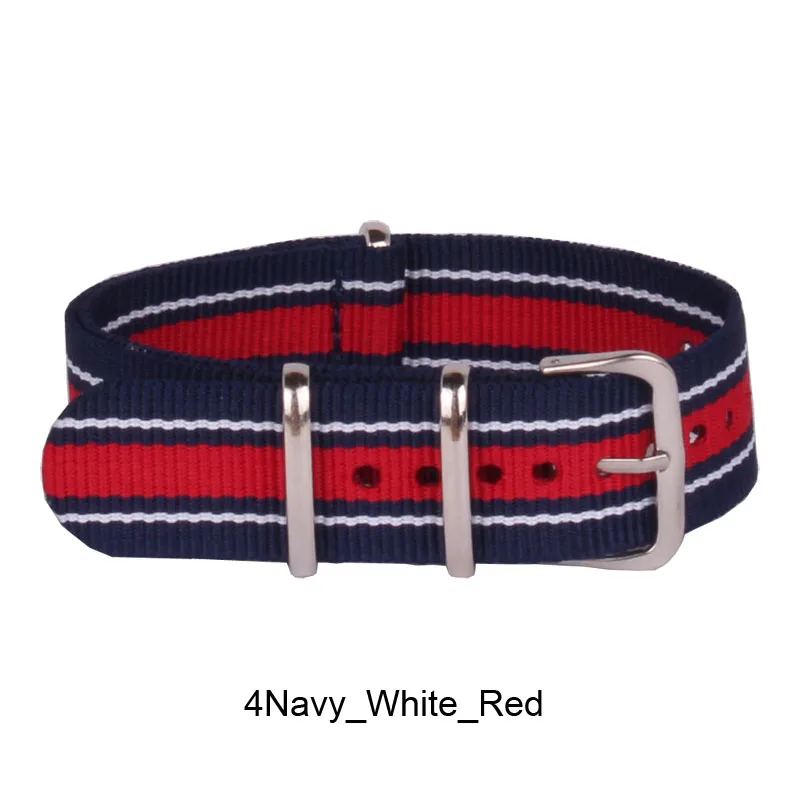 Нейлоновый ремешок для часов 20 мм в полоску темно-синий белый с пряжкой | Наручные