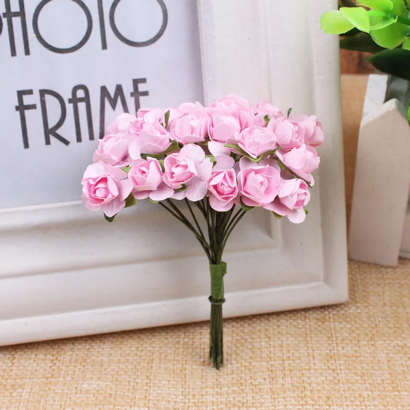 144 шт. 1 см мини милая бумага роза искусственный цветок ручной работы для