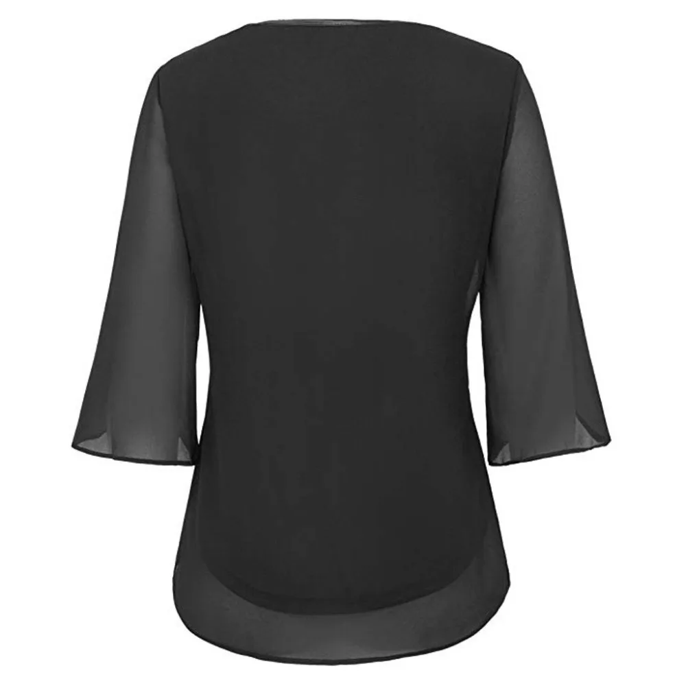 Summer Chiffon Blouse Women Casual Flare Sleeve Shirts Loose Ladies Tulle Mesh Tops Tee Office Blusas Mujer New 2019 |