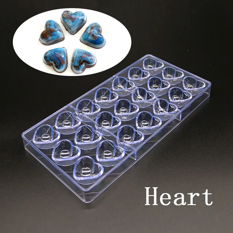Heart 21 Grids Multiple Styles Chocolate Mold Polycarbonate High Quality Chocolate Mould Candy Mold Baking Tools - Цвет: Heart
