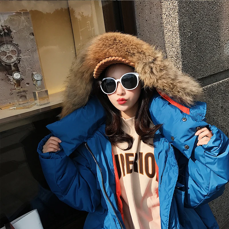 Fitaylor теплый зимний пуховик для женщин большой настоящий натуральный мех белый