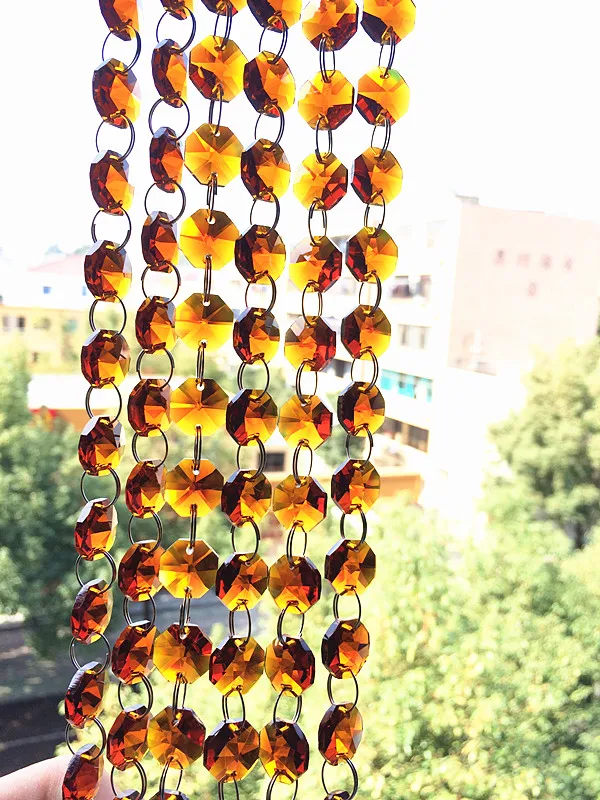 

50meters/lot,Gorgeous14MM 10colors Octagon Beads Crystal Glass Garland Strands Hanging Supplies For Christmas Party Decoration