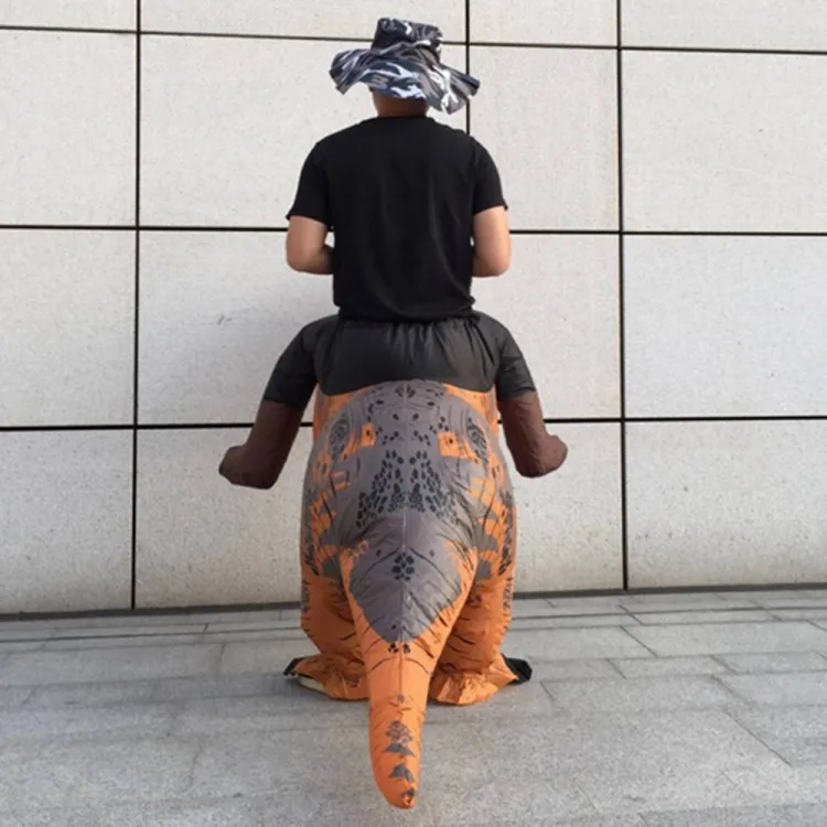 T-REX Динозавр Надувные костюм для карнавала день взрослых маскарадный костюм для Хэллоуина для Для мужчин; для женщин