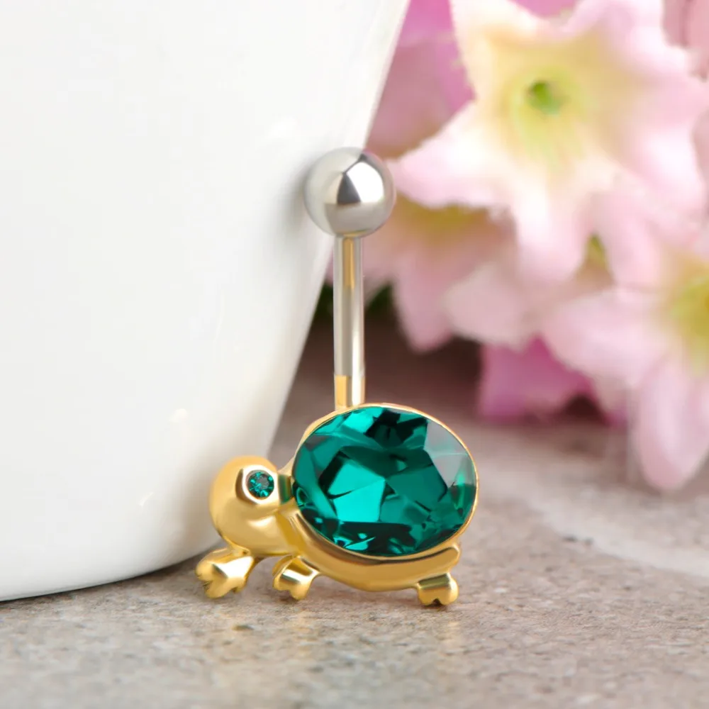 Летний пирсинг пупка Украшения для тела горный хрусталь Черепаха Ювелирное