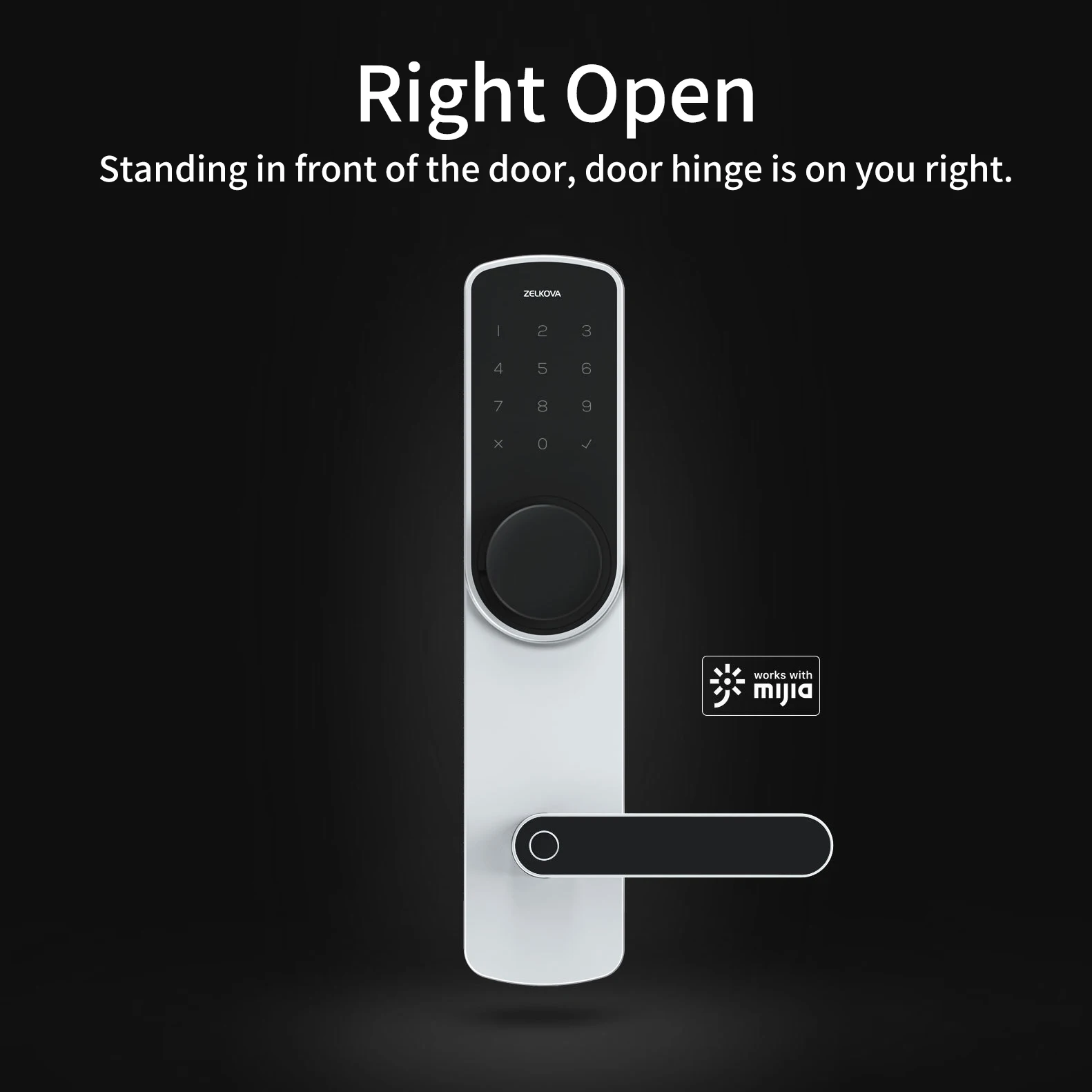 Right Open Умный поворотный дверной замок Xiaomi Zelkova с паролем, без ключа, интеллектуальный замок безопасности - Цвет: Right Open