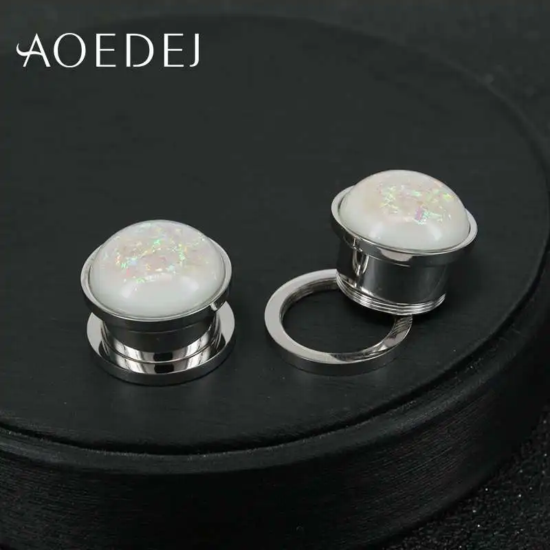 AOEDEJ 2 шт./лот нержавеющая сталь штекер и туннель ювелирные изделия смолы мякоть туннель 10 мм Dilataciones ореха пирсинг туннели пирсинга