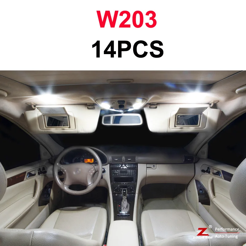 W203 Sedan - 14PCS Идеальный белый светодиодный светильник Canbus для Mercedes Benz C class W202 W203 W204 S202 S203 S204 C203 C203 C204 C204(93-14 - Испускаемый цвет: W203 Sedan - 14PCS