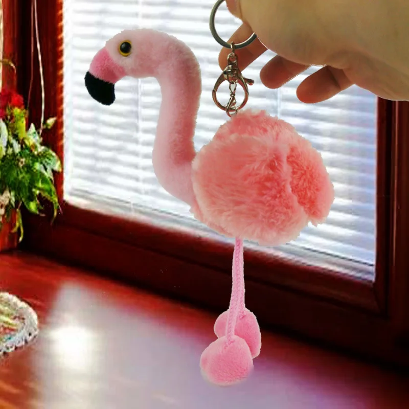 Мини-Фламинго милый помпон брелок Фламинго пушистый шарик из искусственного