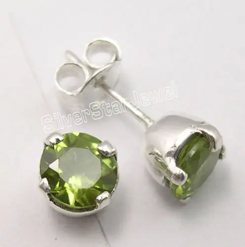 Peridot Серьги-гвоздики Chanti International! Серебряный с лунным камнем, перидот и другие камни вариации выбор - Окраска металла: Peridot