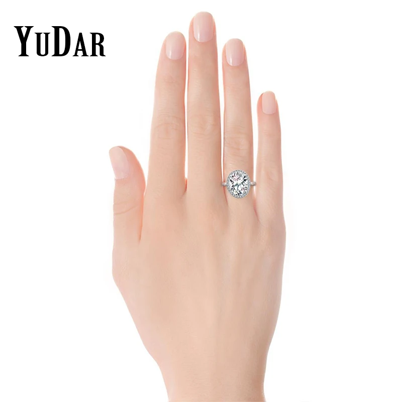 Yudar Новая мода Овальный 10 мм 14 кубический циркон Обручение кольцо Best подарки