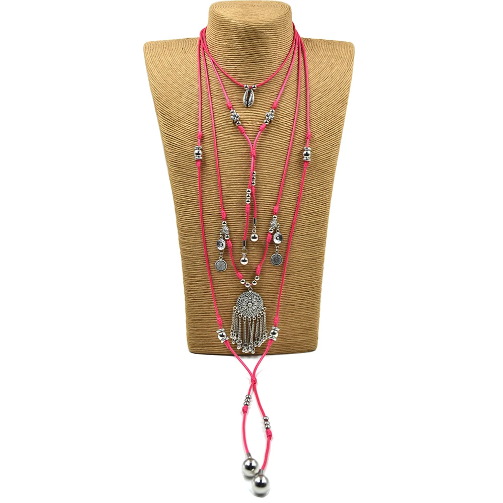 Длинное ожерелье ручной работы из вощеного шнура|long necklace|pendant necklacetassel pendant |