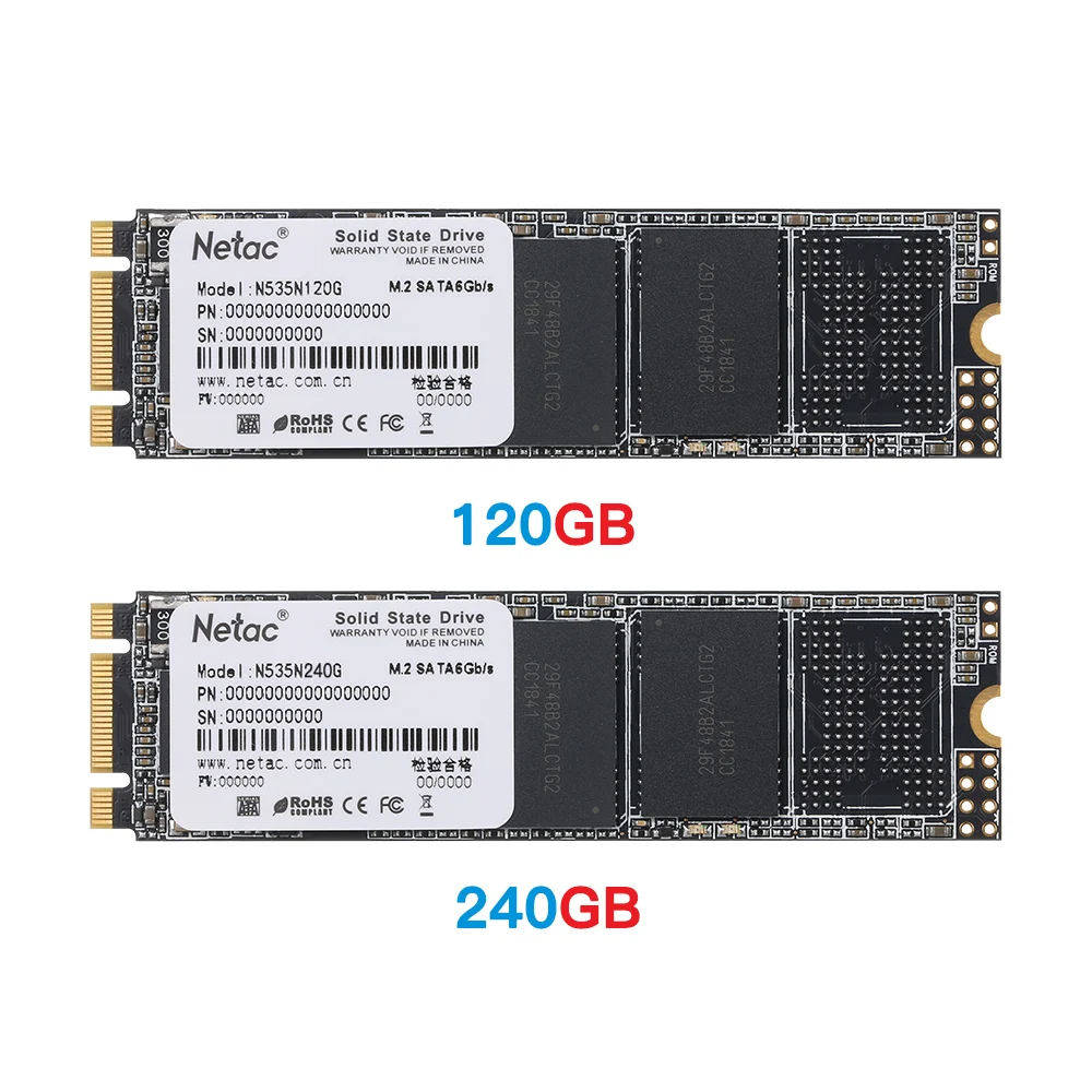 Netac N535N M.2 2280 SSD 120 ГБ 240 SATAIII 6 ГБ/сек. MLC/TLC Внутренний твердотельный накопитель ПК