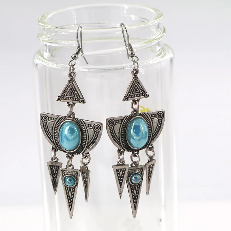 Серьги подвески в этническом стиле женские винтажные Треугольные Ювелирные