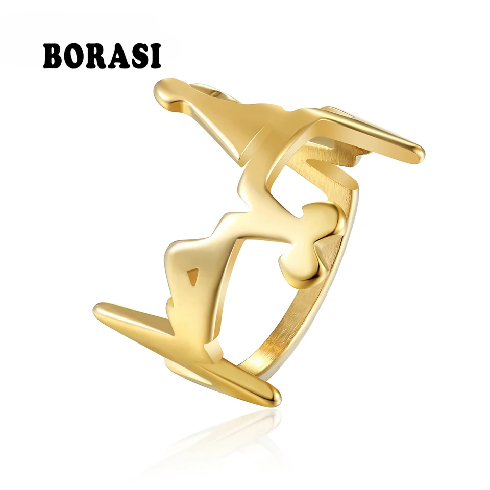 BORASI новые брендовые золотистые кольца для женщин Необычные хипхоп/Рок 316L из