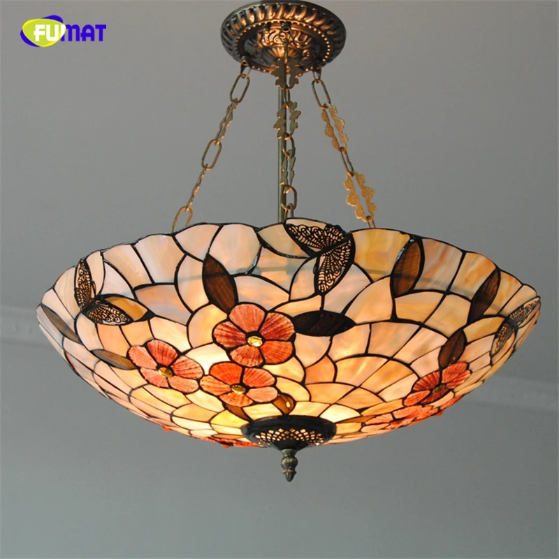 FUMAT 21 &quotTiffany натуральный абажур люстры Европейское Внутреннее освещение бабочки