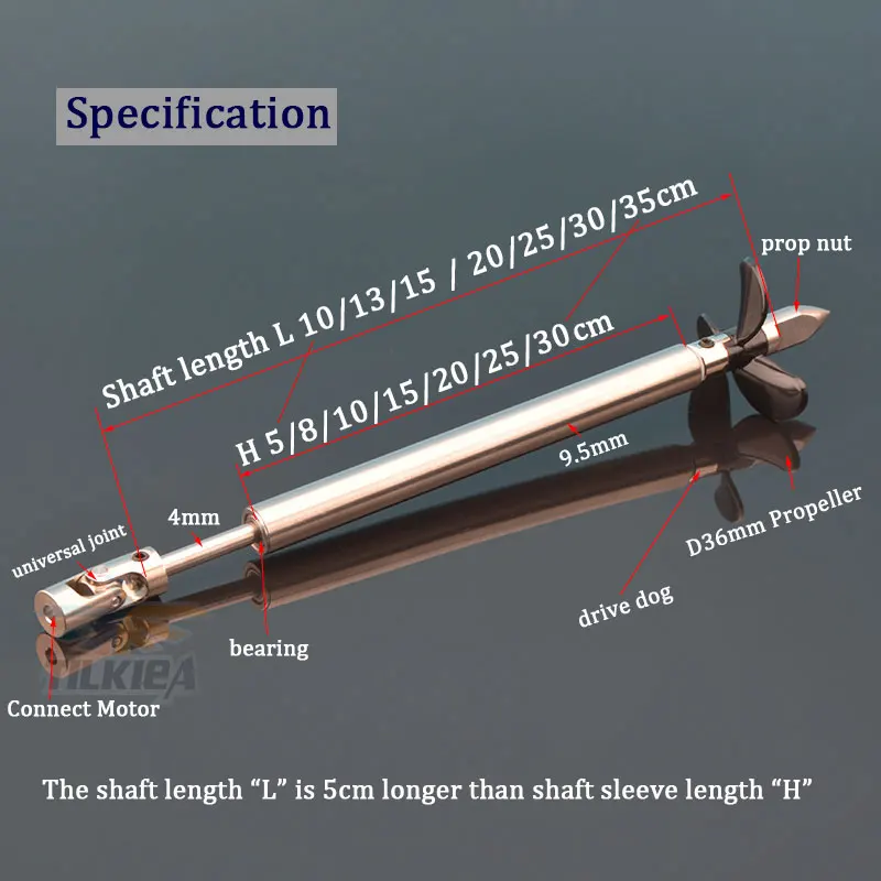 Лодочный вал из нержавеющей стали 4 мм приводной + карданный шарнир 3 Лопасти