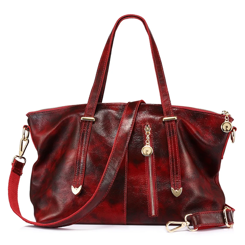 Женская ручная сумка с короткими ручками из натуральной кожи REALER|leather tote bag|ladies