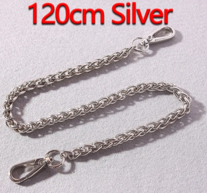 120cm Silver DIY 40 см-140 см МЕТАЛЛИЧЕСКИЕ Сменные цепочки, плечевые ремни для сумок, 8 мм золотые, серебряные, оружейные черные, бронзовые ручки для сумок - Цвет: 120cm Silver