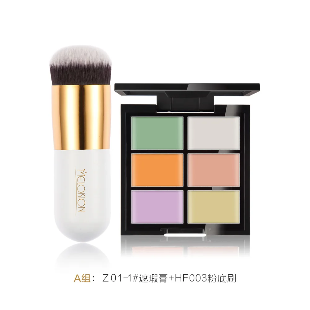 Natural Professional Concealer Contour Palette Makeup Foundation And Big Fathead Brushes White Flat Mushroom | Красота и здоровье