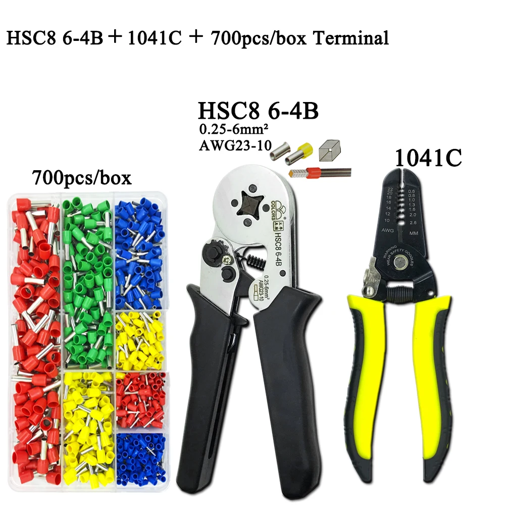  Electrician Pliers Junction Box Mini Tool Kit HSC8 6 4 0.25 6mm2 23 10AWG Crimping Wire Stripping:10 24awg 0.2 6.0mm2|Плоскогубцы| |