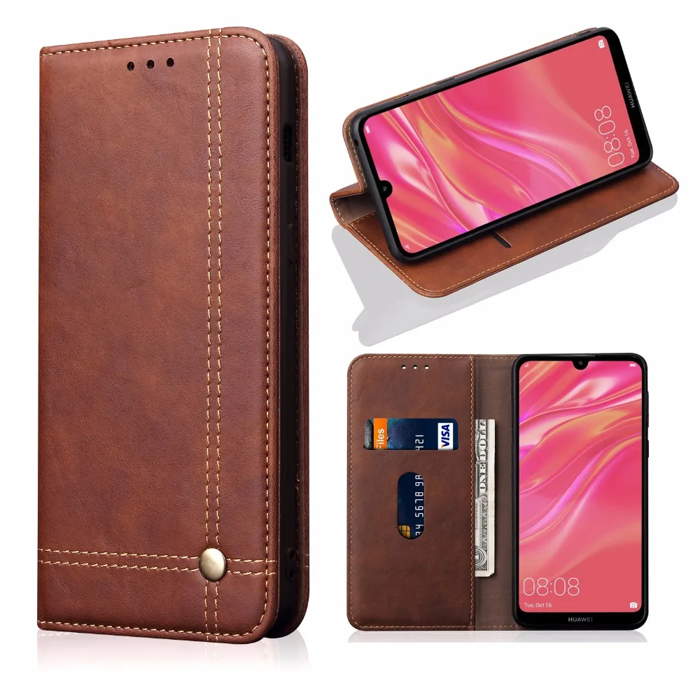 Техасские ковбойские ретро кожаные чехлы для Huawei Y7 Pro 2019 чехол внутри ТПУ