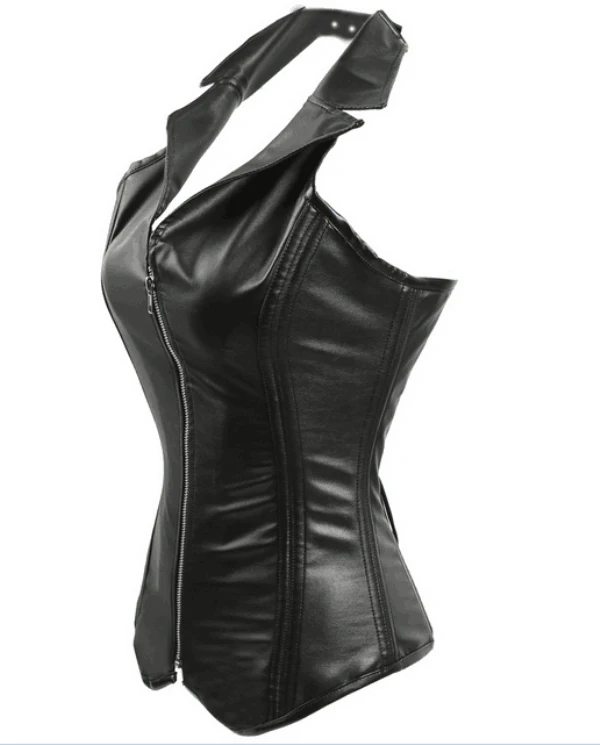 Искусственная кожа застежка молния сексуальное платье с v образным воротом