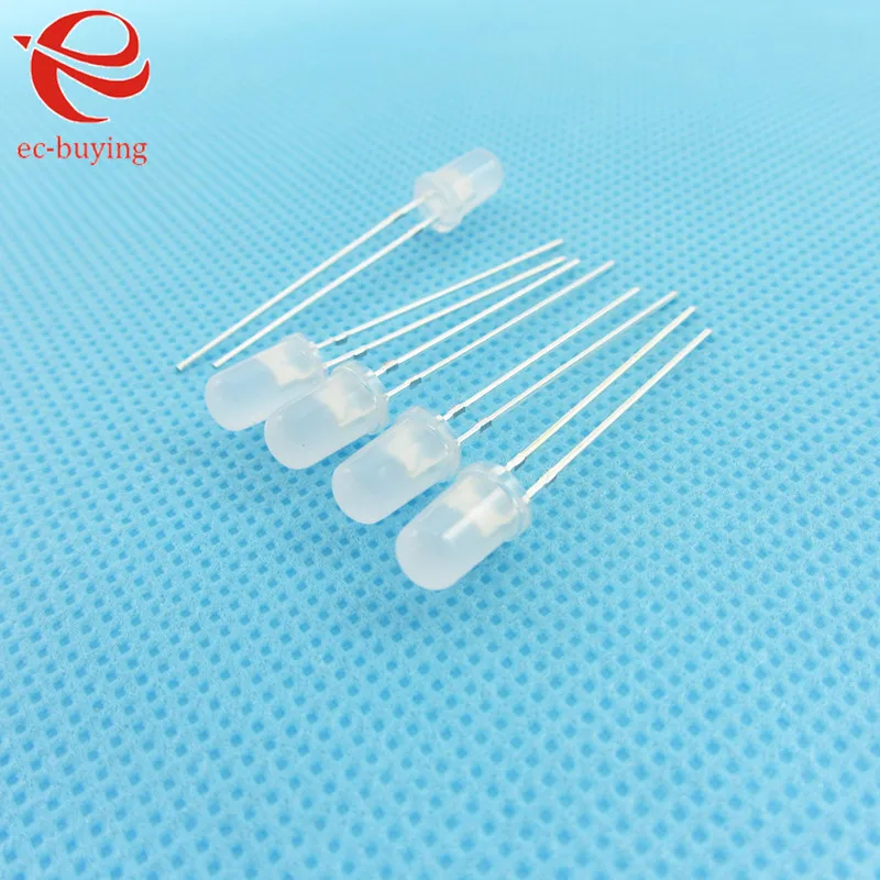 3mm White LED Round Light Emitting Diode Diffused Foggy Lamp Bead Plug-in DIY Kit Practice Wide Angle DIP 100 pcs /lot | Электронные