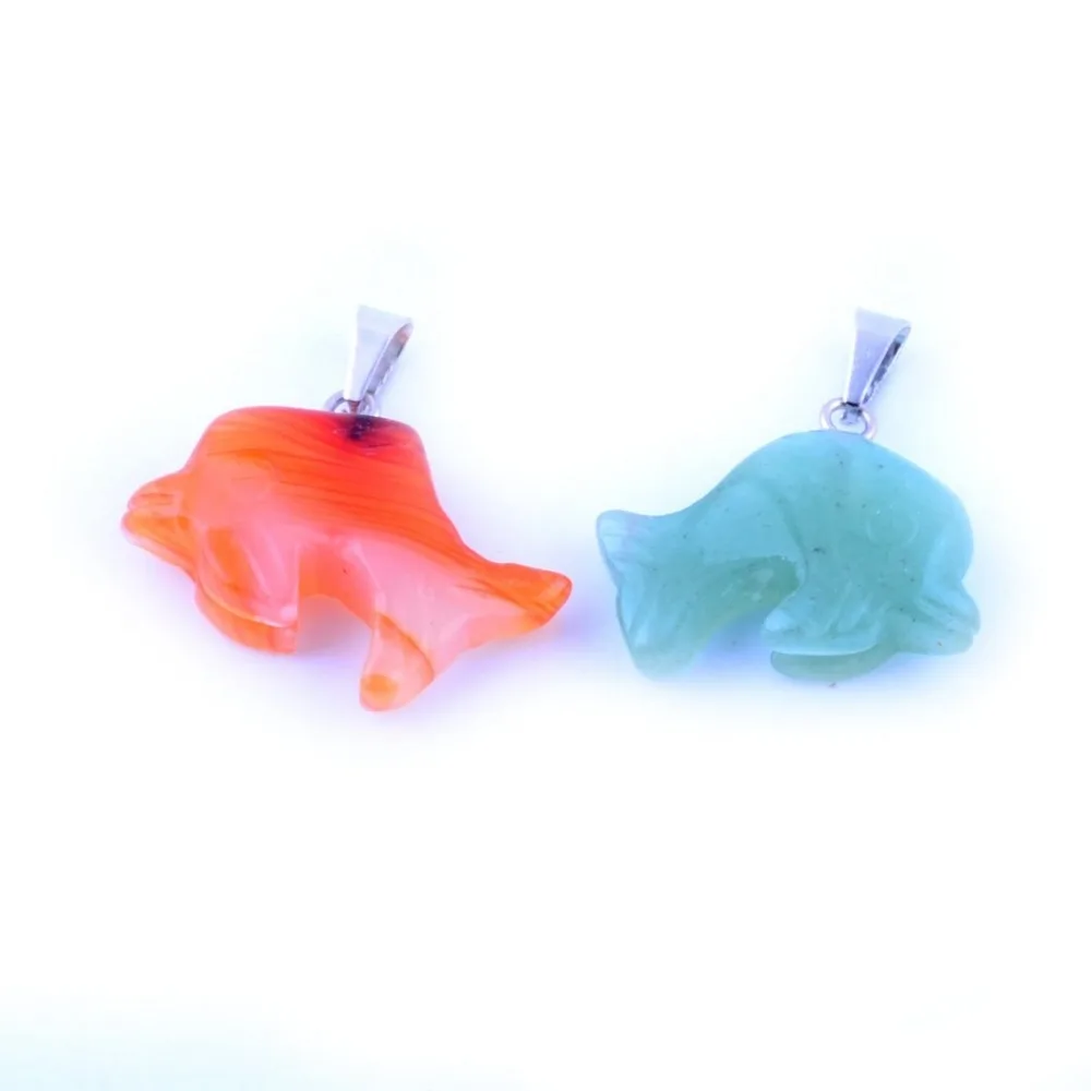 Wholesale Natural Stone Pendant 12Ppcs Assorted Healing Crystal Carved Dolphin Chakra Pendants For Necklace Jewelry Making | Украшения и