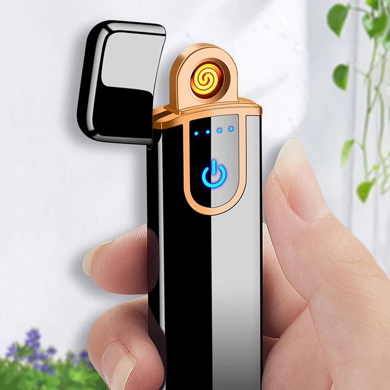 Usb зарядка сенсорный переключатель Двусторонняя Зажигалка Ветрозащитная беспламенная электронная сигарета без газа электрические зажигалки