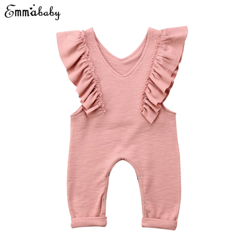 Детские комбинезоны для маленьких девочек длинные брюки с рюшами комбинезон