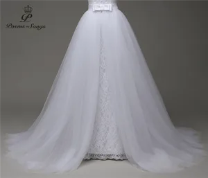 Сделанные на заказ высококачественные шелковистые органзы со съемным шлейфом, свадебное платье в комплект не входит