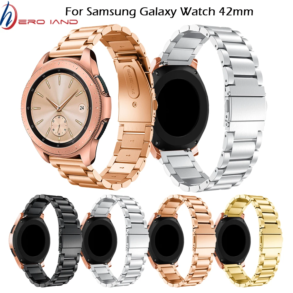 Ремешок из нержавеющей стали с 3 стрелками 20 мм для Samsung Galaxy Watch 42 розовое золото