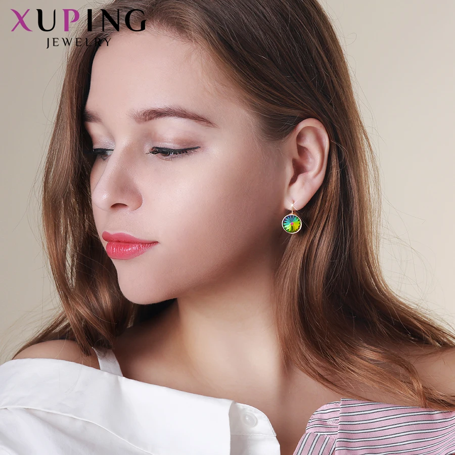 Xupingg дизайн обручи серьги кристаллы от Swarovski винтажные круглые ювелирные изделия для женщин девочек Подарки M85-20459