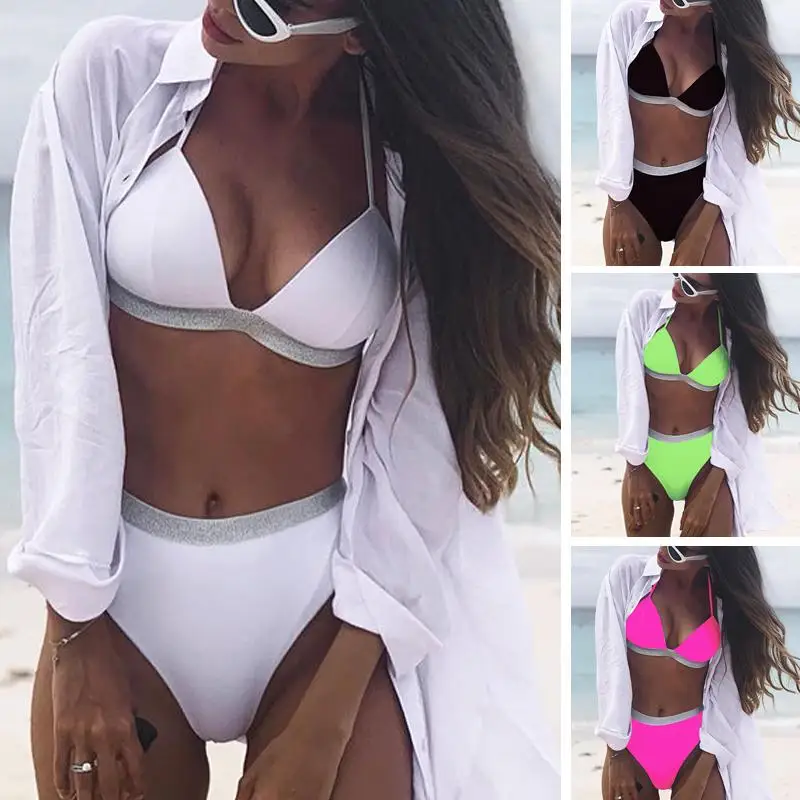 Турмерный неоновый зеленый бикини 2019 сексуальный купальник женский купальный