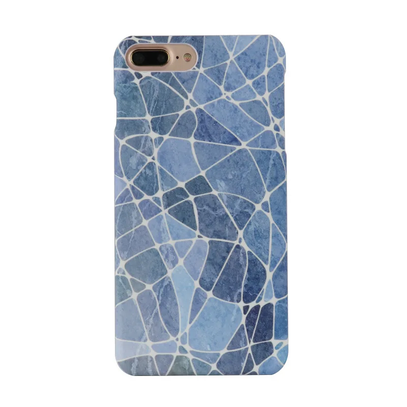 Luxury Marble Blue Geometric line Slim PC Hard phone Cases For iphone 8 case back covers for 6 6s 7 plus Fundas coque | Мобильные
