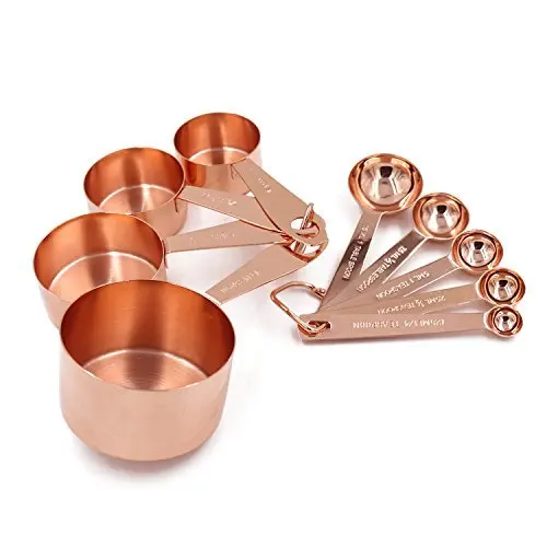 

Copper Measuring Cups and Spoons ,Set of 9: EXTRA STURDY Copper-Plated Top-Quality Stainless Steel